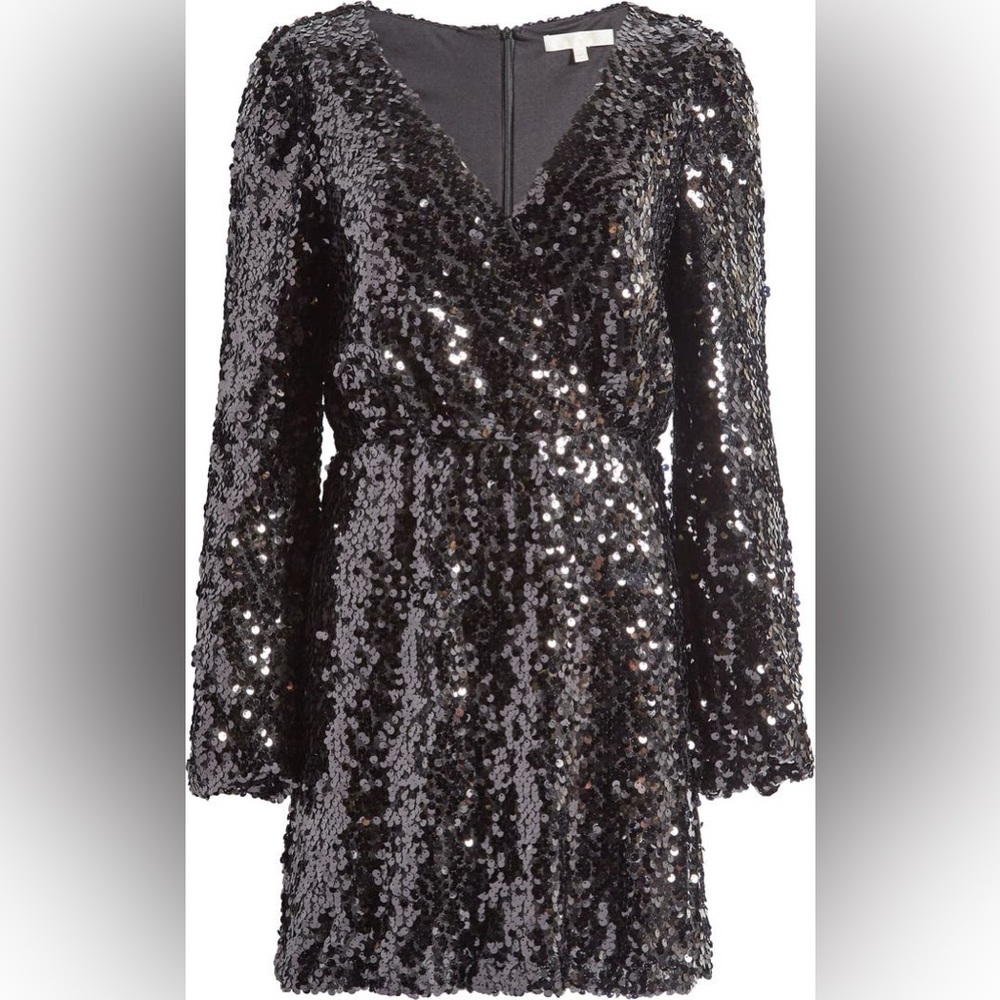 Wayf Long Sleeve Sequin Minidress